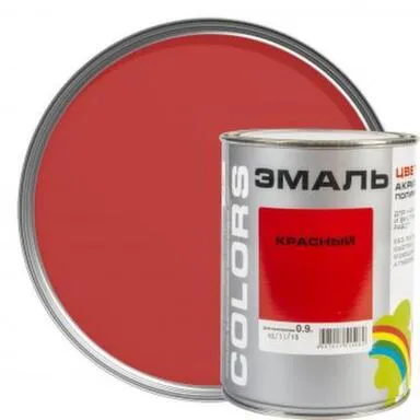 Купить Эмаль акриловая Радуга-220 цветная полуматовая 0,9 л Красный в интернет-магазине Akvilon.kz