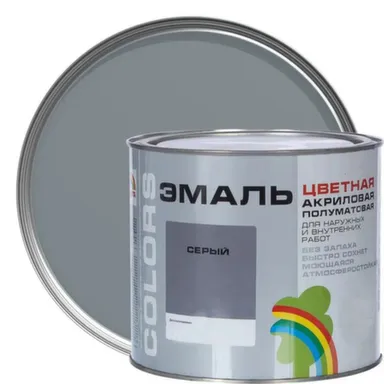 Купить Эмаль акриловая Радуга-220 цветная полуматовая 0,9 л Серая в интернет-магазине Akvilon.kz