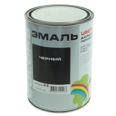 Купить Эмаль акриловая Радуга-220 цветная полуматовая 0,9 л Черная в интернет-магазине Akvilon.kz
