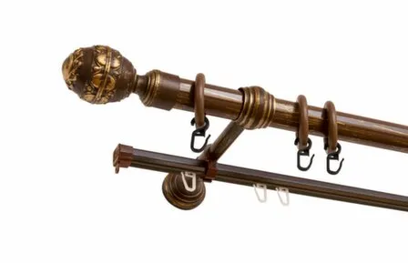 Купить Карниз Венеция двухрядный пластик d28мм 160см золотой орех, Delfa в интернет-магазине Akvilon.kz