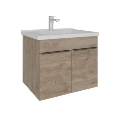 Тумба подвесная Кира Дуб Эндгрейн 2 двери с умывальником Orbita 1170-60/610, 60 см, AVK в интернет-магазине Akvilon.kz