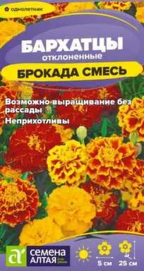 Купить Цветы Бархатцы Брокада смесь 0,2 гр, Семена Алтая в интернет-магазине Akvilon.kz Купить Цветы Бархатцы Брокада смесь 0,2 гр, Семена Алтая в интернет-магазине Akvilon.kz