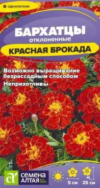 Купить Цветы Бархатцы Красная Брокада махровые 0,2 гр, Семена Алтая в интернет-магазине Akvilon.kz