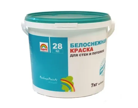 Купить Краска акриловая Радуга-28 белоснежная для стен и потолков 7 в интернет-магазине Akvilon.kz