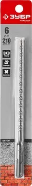 Купить Бур SDS plus, по бетону, 2 резца, спираль 4С, Ø6, 210/150 мм, ЗУБР в интернет-магазине Akvilon.kz