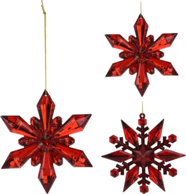 Купить Декорация подвесная Снежинка, красный, D 11 см, в ассортименте, Koopman в интернет-магазине Akvilon.kz