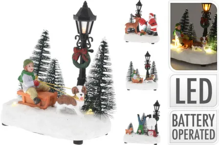 Купить Статуэтка Рождественская сценка, с подсветкой, раб. от бат. 2xAAA (не в компл) в асс, Koopman в интернет-магазине Akvilon.kz