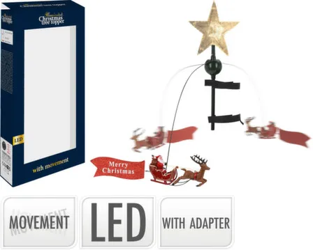 Купить Верхушка на ёлку движущаяся Рождественская сценка с подсветкой LED, разм. 22x8x51см, работает на 220-240В, Koopman в интернет-магазине Akvilon.kz