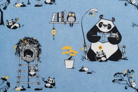 Купить Обои виниловые на флизелиновой основе Панда, мотив, синий, 1,06x10 м, Артекс в интернет-магазине Akvilon.kz