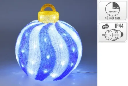 Купить Светильник Шар, 60 led-ламп, синий, 35,5x35,5x39 см, адаптер IP44, таймер, Koopman в интернет-магазине Akvilon.kz