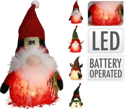 Купить Статуэтка Рождественский персонаж с подсветкой LED, раб. от бат. 3xAAA (не в компл) в асс, Koopman в интернет-магазине Akvilon.kz