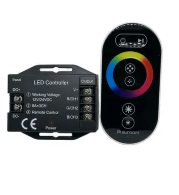 Контроллер RGB Auroomс пультом ЧЕРНЫЙ, 12-24V/ DC12V288W / DC24V576W в интернет-магазине Akvilon.kz