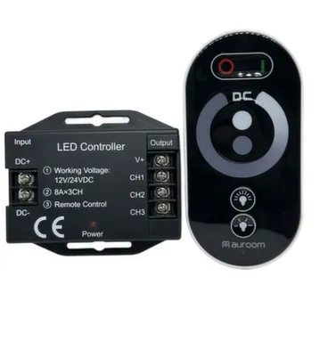 Контроллер Диммер Auroomс пультом ЧЕРНЫЙ, 12-24V/ DC12V288W / DC24V576W в интернет-магазине Akvilon.kz