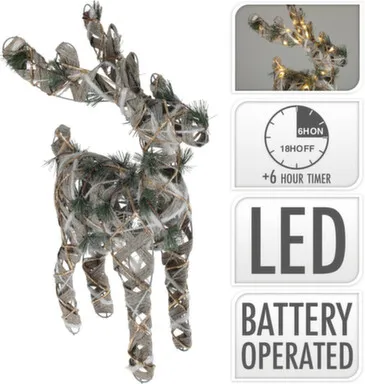 Купить Светильник декоративный Олень, 50 led-ламп, раб. от бат.3xAA (не в компл), с таймером, Koopman в интернет-магазине Akvilon.kz