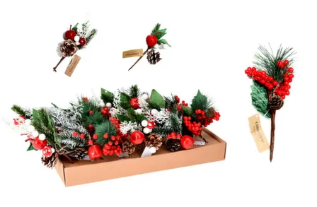Купить Декорация Рождественский букет на пике, 10x7x18 см, в ассортименте, Koopman в интернет-магазине Akvilon.kz