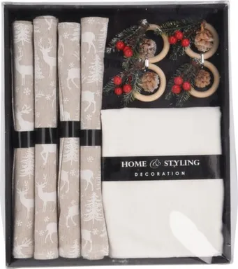 Купить Набор для сервировки стола: салфетка (подставка) под горячее, 30x45 см - 4 шт, салфетка, 30x30 см - 4 шт, кольцо для салфеток - 4 шт, Koopman в интернет-магазине Akvilon.kz