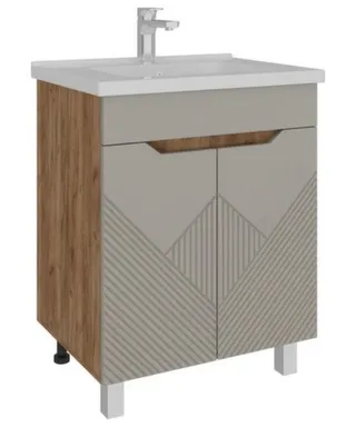 Тумба напольная Яна Дуб Крафт Золотой, Арал KZ04 2 двери с умывальником Orbita 1170-60/610, 60 см, AVK в интернет-магазине Akvilon.kz