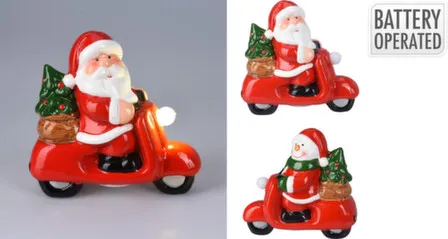 Купить Статуэтка Рождественский персонаж на скутере, с подсветкой, 12x5,8x11,5 см, в ассортименте, Koopman в интернет-магазине Akvilon.kz