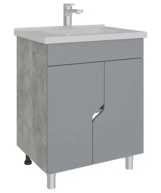 Тумба напольная Азалия Ателье Светлое Веллюто Гриджио 2 двери с умывальником Orbita 1170-60/610, 60 см, AVK в интернет-магазине Akvilon.kz