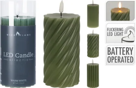 Купить Светильник декоративный Мерцающая свеча, зеленый, 7x7x13 см, 1 led-лампа, в ассортименте, Koopman в интернет-магазине Akvilon.kz