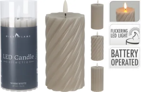 Купить Светильник декоративный Мерцающая свеча, серо-белый, 7x7x13 см, 1 led-лампа, в ассортименте, Koopman в интернет-магазине Akvilon.kz