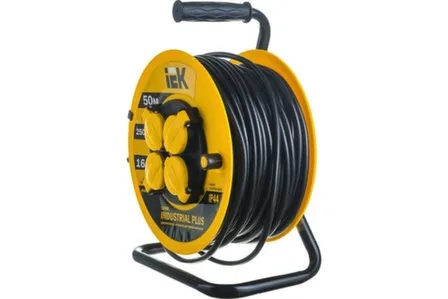 Купить Удлинитель на катушке 4x50м с заземл. 16А IP44 УК20 "Industrial plus" с термозащ. 3x1,5 IEK в интернет-магазине Akvilon.kz