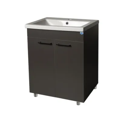 Купить Тумба напольная Neo Breeze c умывальником Breeze 60 см, графит, ORBITA-4 в интернет-магазине Akvilon.kz