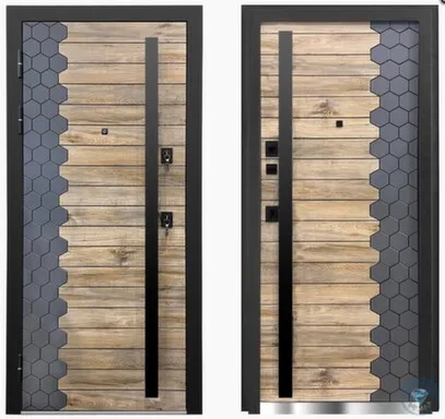 Купить Дверь металлическая Ливио МДФ/МДФ Дуб бомон натур горизонт+Софт графит АЛМАЗ Левое в интернет-магазине Akvilon.kz