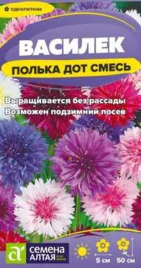 Купить Цветы Василек Полька Дот, низкорослый, 0,3 гр, Семена Алтая в интернет-магазине Akvilon.kz