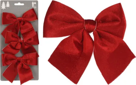 Купить Декорация Бант, красный, 12x1,5x10 см, набор 3 шт, Koopman в интернет-магазине Akvilon.kz