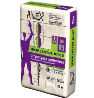 Штукатурка Uniplaster М100 цементная 25 кг, AlinEX в интернет-магазине Akvilon.kz