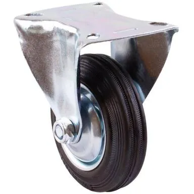 Купить Опора колесная неповоротная на площадке, 100 мм, сталь/резина, черный, 1 шт, Стройбат в интернет-магазине Akvilon.kz