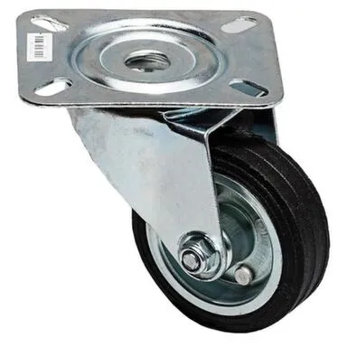 Купить Опора колесная поворотная на площадке, 80 мм, сталь/резина, 1 шт, Стройбат в интернет-магазине Akvilon.kz