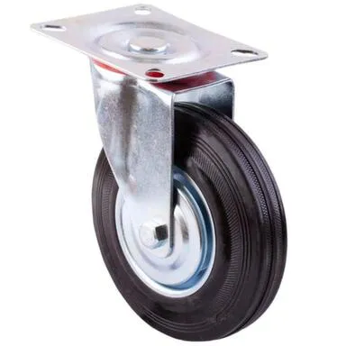 Купить Опора колесная поворотная на площадке, 125 мм, сталь/резина, черный, 1 шт, Стройбат в интернет-магазине Akvilon.kz