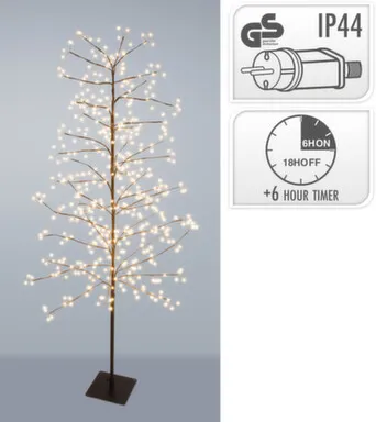 Купить Светильник электрический LED Дерево, 360 led-ламп, высота 150 см, работает от сети на напряжении 220-240 В, с функцией таймера, адаптер IP44, Koopman в интернет-магазине Akvilon.kz