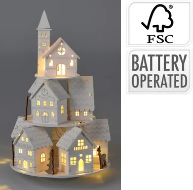 Купить Статуэтка Домики, с подсветкой, 18x18x29,5 см, Koopman в интернет-магазине Akvilon.kz