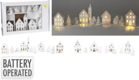 Купить Набор статуэток: домики с подсветкой - 4 шт., фигурки - 6 шт., в ассортименте, Koopman в интернет-магазине Akvilon.kz