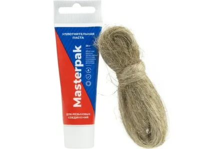 Купить Комплект паста уплотнительная (вода, пар, 25 г) Masterpak + лён, MP, туба в интернет-магазине Akvilon.kz
