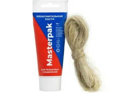 Купить Комплект паста уплотнительная (вода, пар, 70 г) Masterpak + лён, MP, туба в интернет-магазине Akvilon.kz