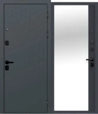 Купить Дверь металлическая 9см КОНЦЕПТ Сатин графит зеркало Феррони Правое 860 в интернет-магазине Akvilon.kz