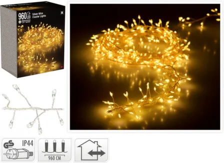 Купить Гирлянда электрическая, теплый белый, 960 led-ламп, длина 960 см, работает от сети на напряжении 220-240 В, адаптер IP44, Koopman в интернет-магазине Akvilon.kz