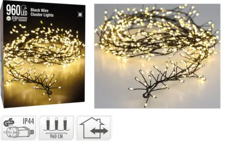 Купить Гирлянда электрическая, теплый белый, 960 led-ламп, длина 960 см, работает от сети на напряжении 220-240 В, адаптер IP44, Koopman в интернет-магазине Akvilon.kz