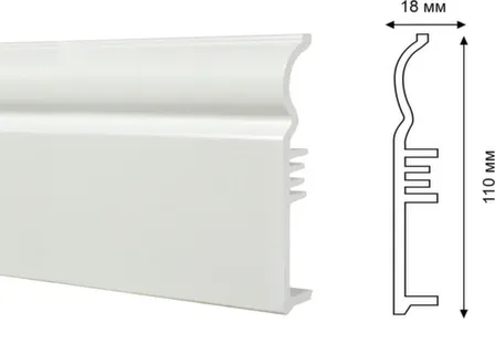 Купить DS Плинтус из вспененного ПВХ 110x18x2400 мм белый в интернет-магазине Akvilon.kz