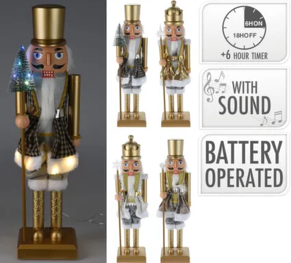 Купить Декорация Щелкунчик, с подсветкой, озвученная, с функцией таймера, 16x12x57 см, Koopman в интернет-магазине Akvilon.kz