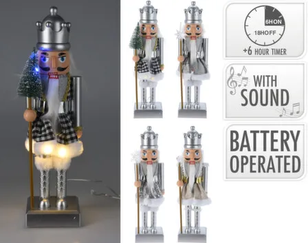 Купить Декорация Щелкунчик, с подсветкой, озвученная, с функцией таймера, 12x8,5x40 см, Koopman в интернет-магазине Akvilon.kz