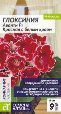 Купить Цветы Глоксиния Аванти Красная с белым краем, Семена Алтая в интернет-магазине Akvilon.kz