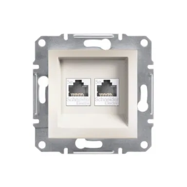 Купить Кремовый розетка 2-мест.компьютерная Asfora в интернет-магазине Akvilon.kz