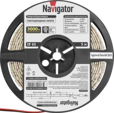 Купить Светодиодная лента СД NLS 3528WW120 9,6Вт/м IP65 3000K 12В (бухта 5 м) Navigator в интернет-магазине Akvilon.kz