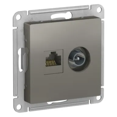 Купить Розетка компьютерная+тв Schneider Electric ,серия AtlasDesign сталь в интернет-магазине Akvilon.kz