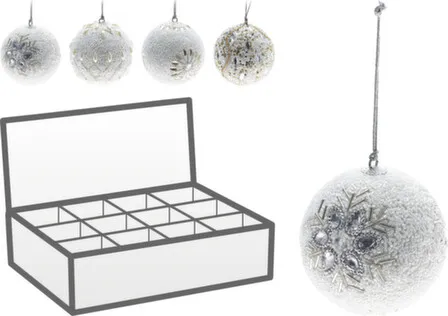 Купить Елочное украшение Шар, белый, D 10 см, в ассортименте, Koopman в интернет-магазине Akvilon.kz